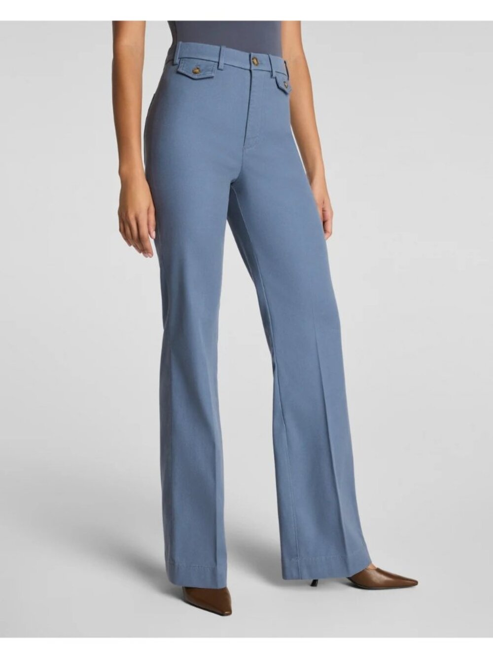 NEW Spanx Stretch Twill Easy Flare Pants SpanxSmooth Rain High-Rise Large
